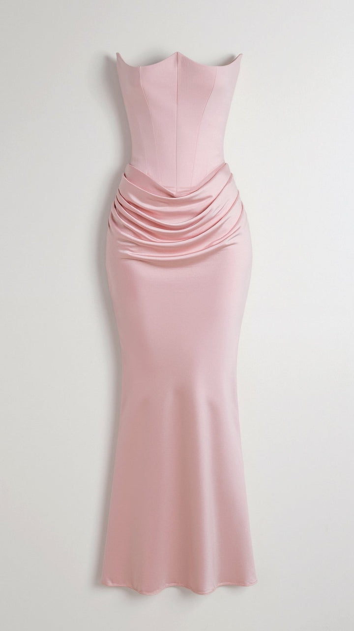 Women's formal occasion wear: an elegant column maxi dress, perfect as a wedding guest gown.