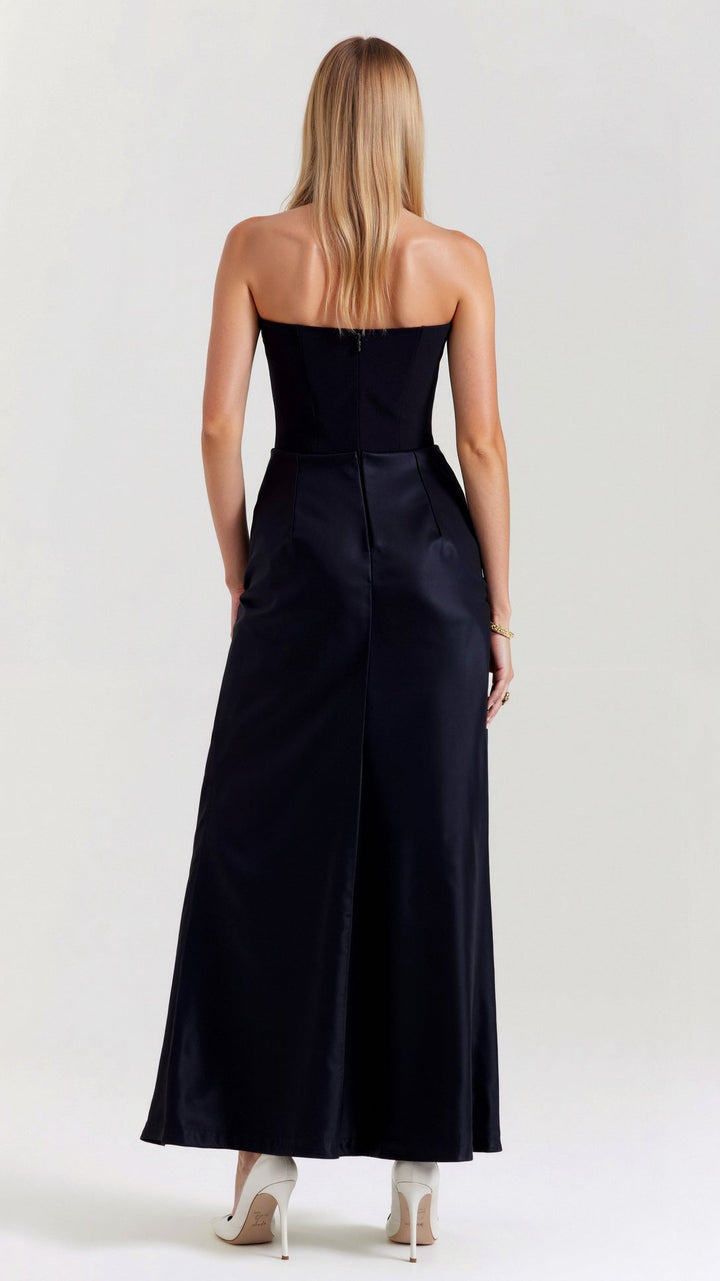 Sleeveless column maxi dress for women, ideal as an elegant wedding guest outfit or evening gown.