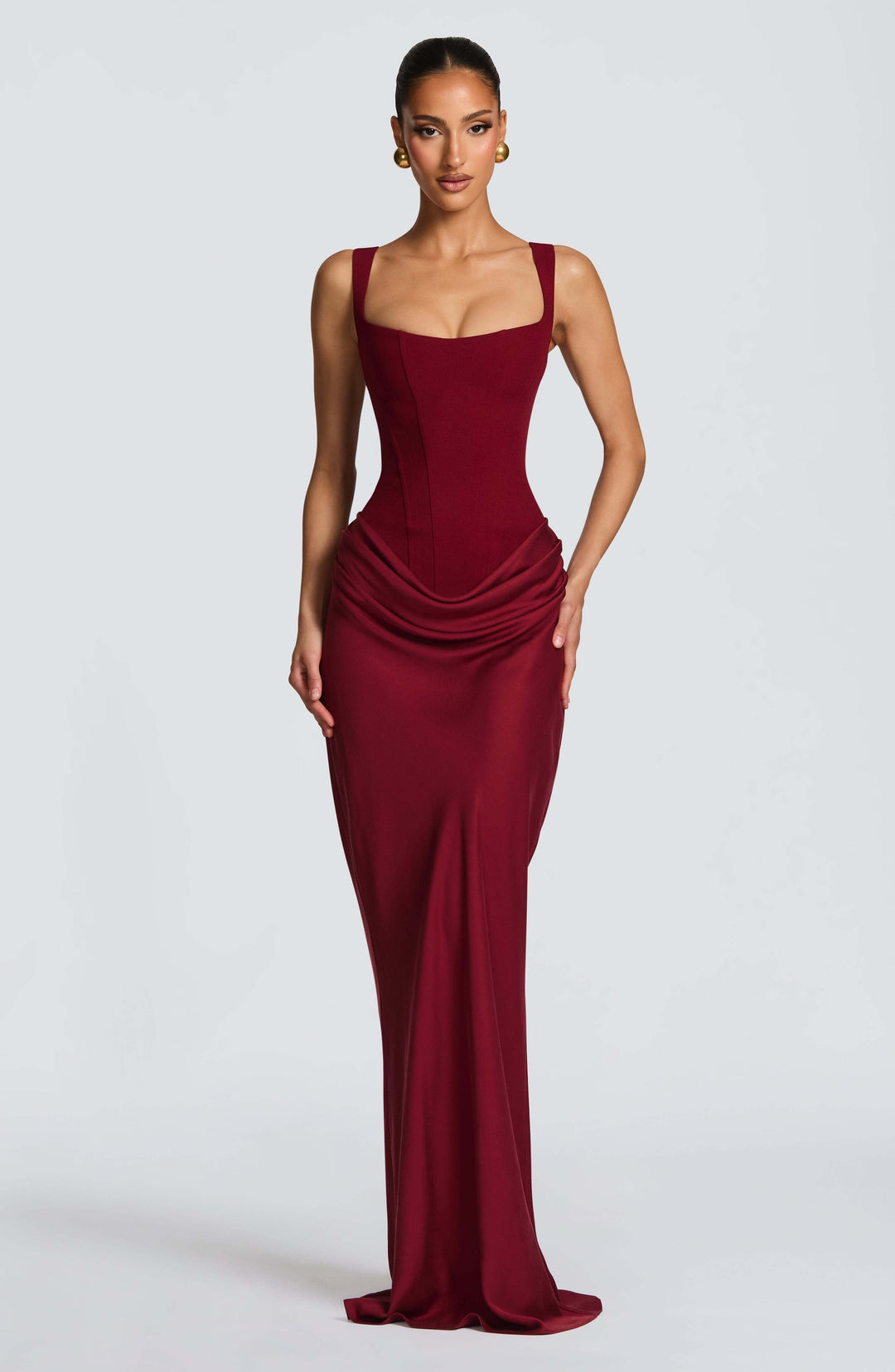 Chic women's corset dress with a square neckline, offering an elegant silhouette for formal events.