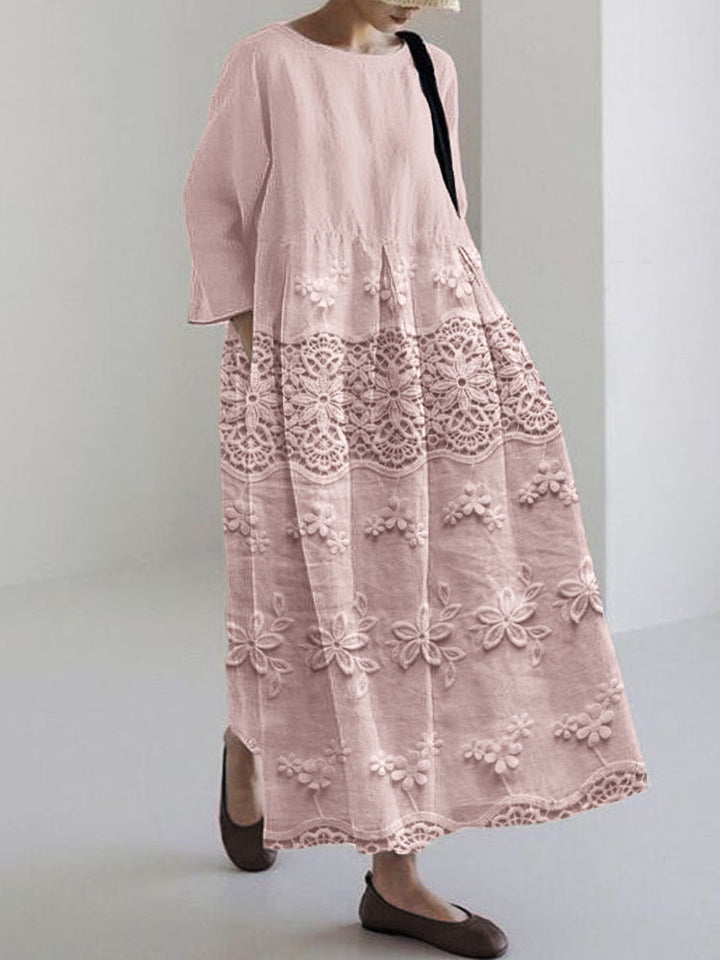 Elegant women's delicate lace midi dress, perfect for parties & special occasions. Romantic summer style.