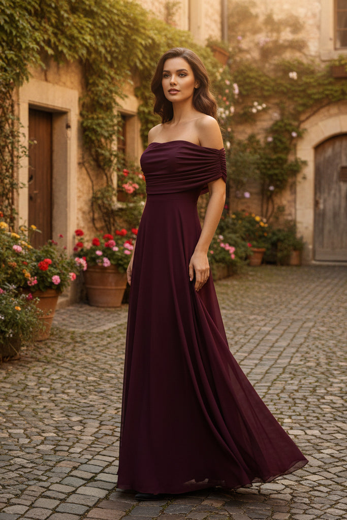 Elegant women's draped midi dress for special occasions like weddings, parties & cocktail events. Sophisticated style.