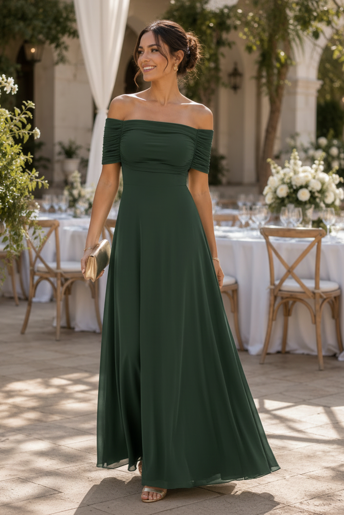 Women's elegant draped midi dress. Ideal cocktail dress or wedding guest attire for formal and special occasions.