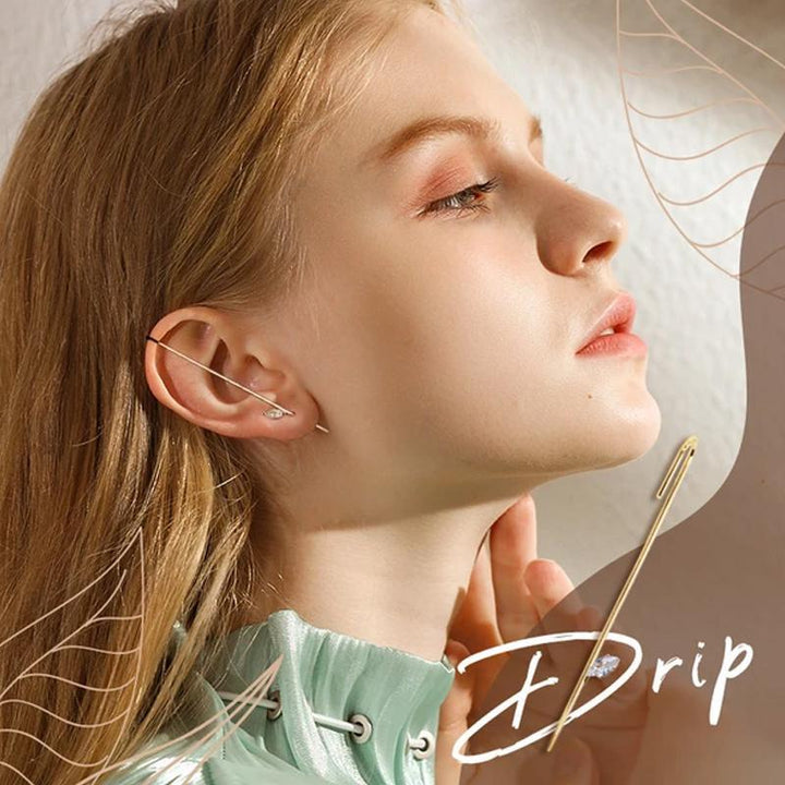 Women's fashion ear wrap crawler earrings, intricate rhinestone pattern, suitable for sensitive ears. Jewelry display.