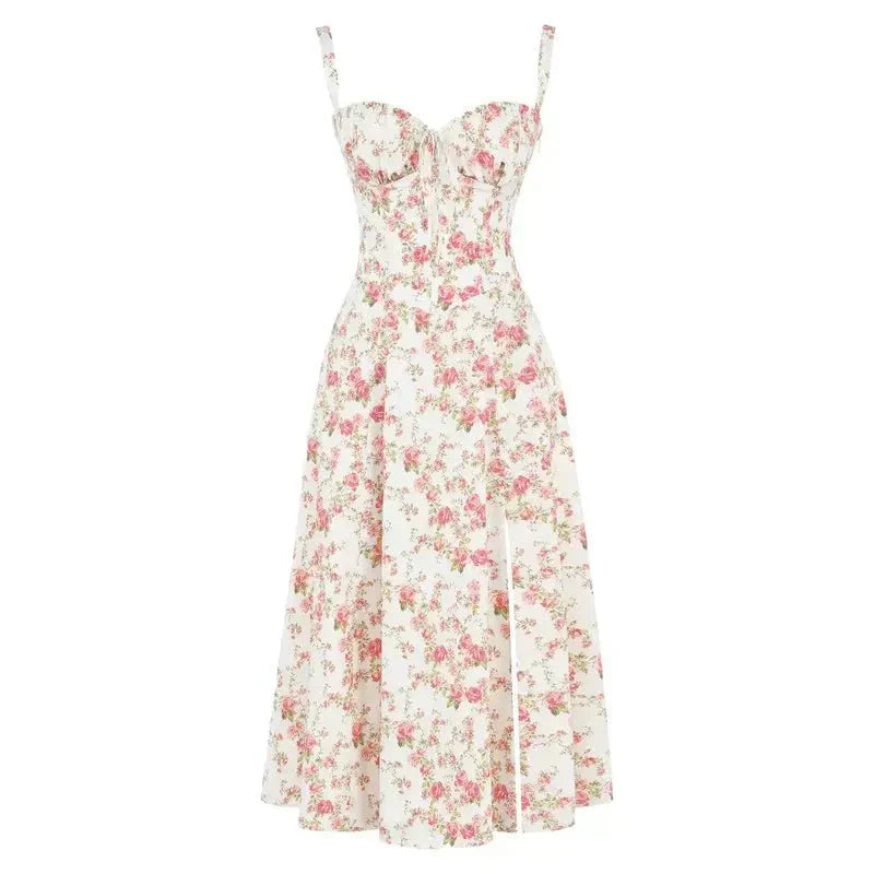 Elegant women's floral midi dress, perfect for day wear or special events, flowing