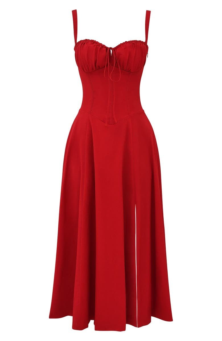 Chic women's floral corset midi dress, embodying modern spring fashion trends