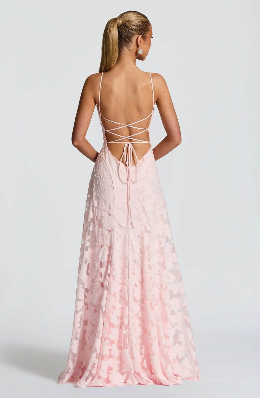 Women's elegant strappy jacquard dress, floral maxi gown for formal evenings & proms.