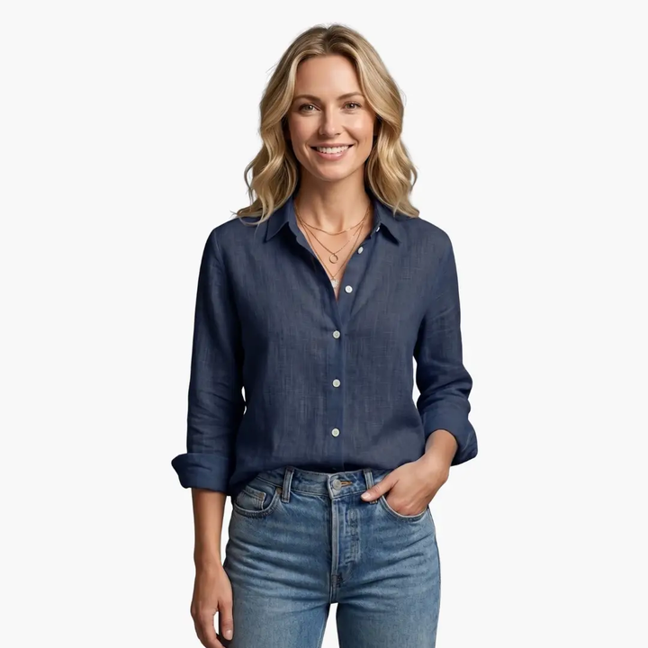 Elegant floral print long sleeve shirt for women, great for office wear or a chic look.
