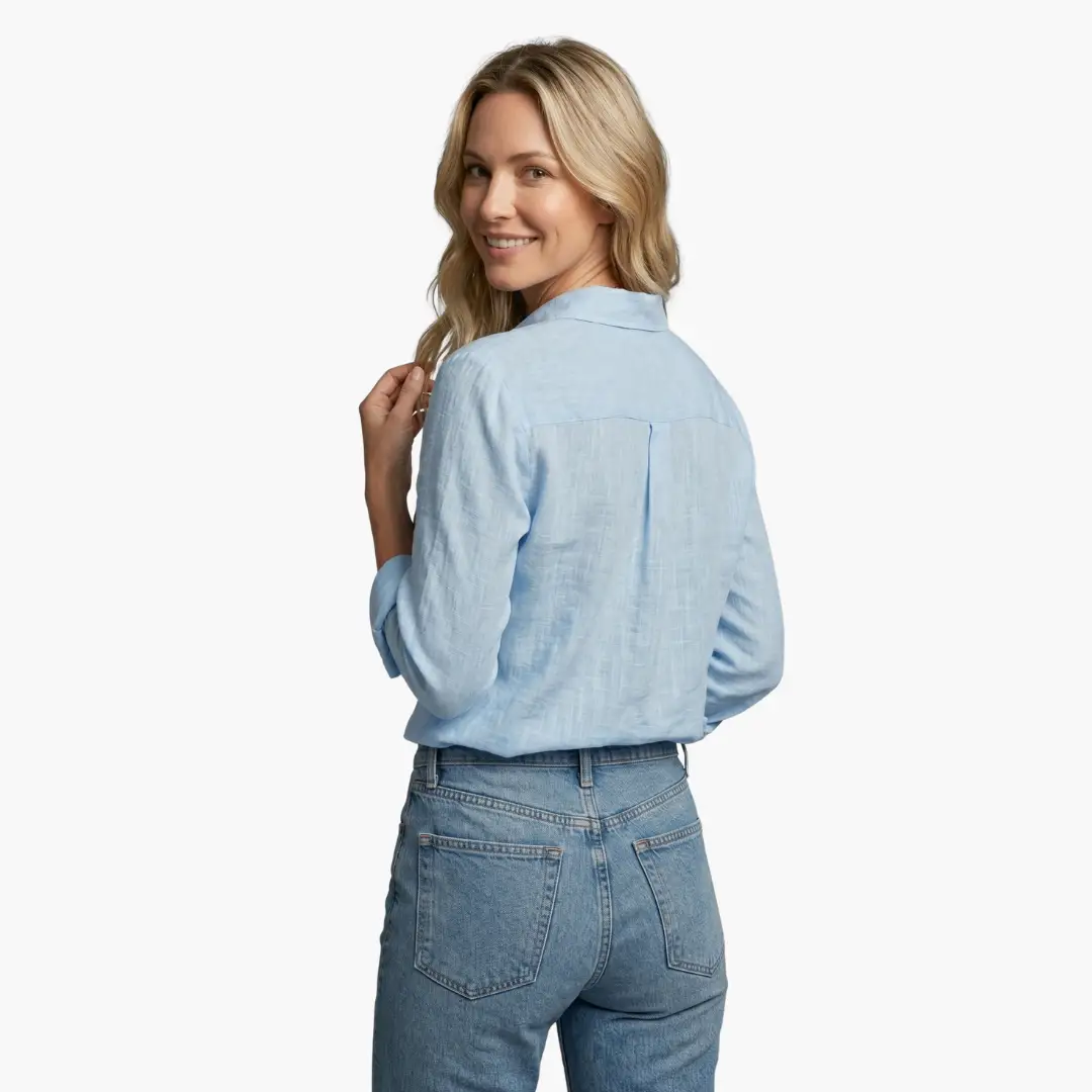 Versatile women's floral long sleeve shirt, perfect for casual or business attire.
