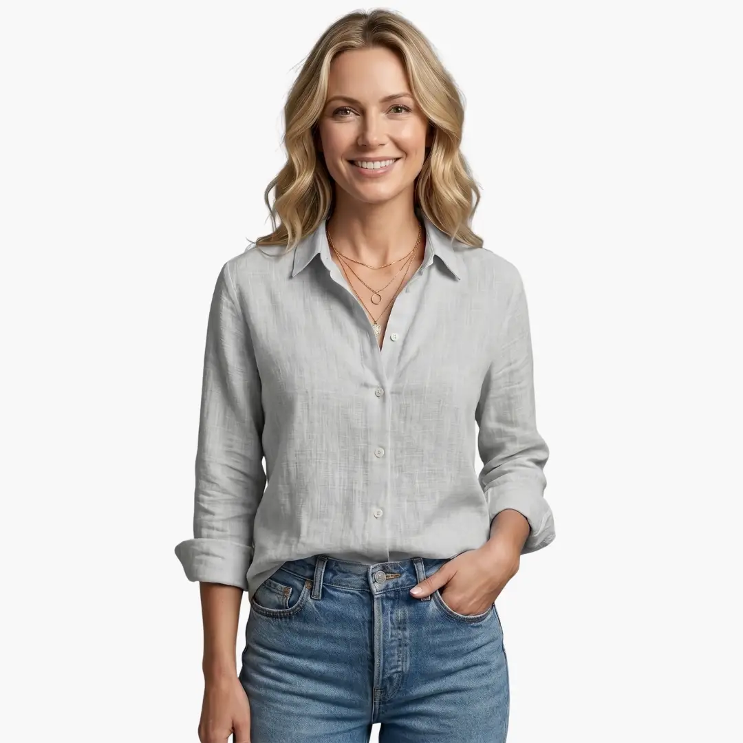 Women's elegant long sleeve shirt with a beautiful floral print, spring fashion essential.