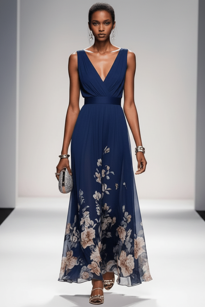 Women's elegant floral maxi dress, a stylish & flowy choice for summer, parties, & vacation fashion.