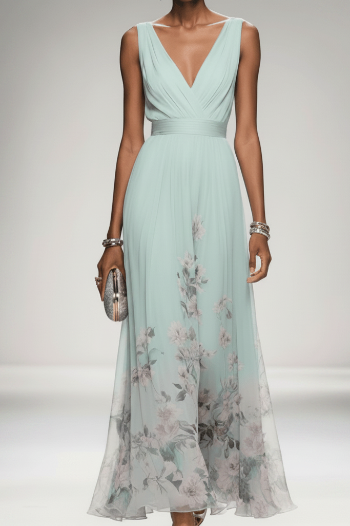 Vivid floral print women's maxi dress, an elegant & flowy option for summer & special occasions.