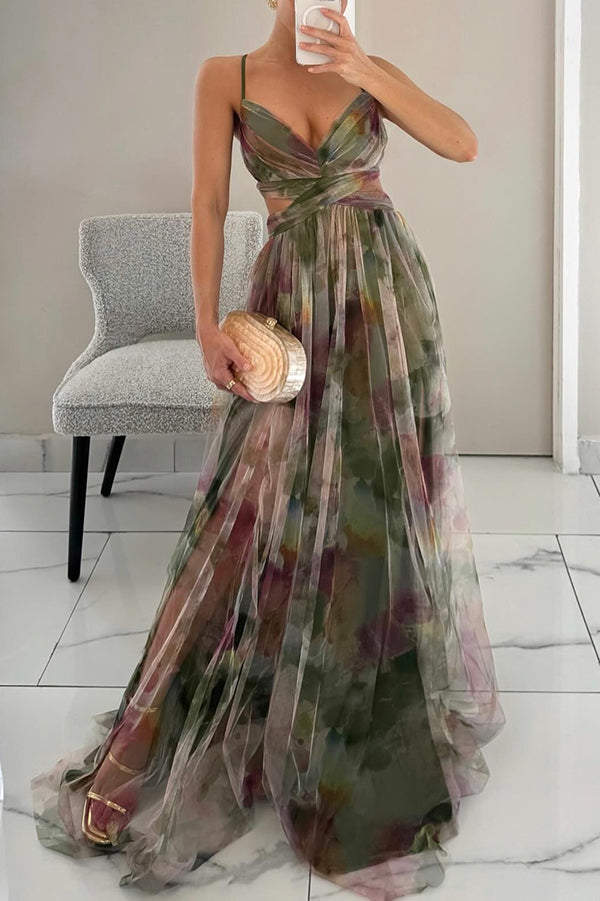 Draped floral maxi dress for women. This flowy & elegant summer dress is perfect for any special occasion.