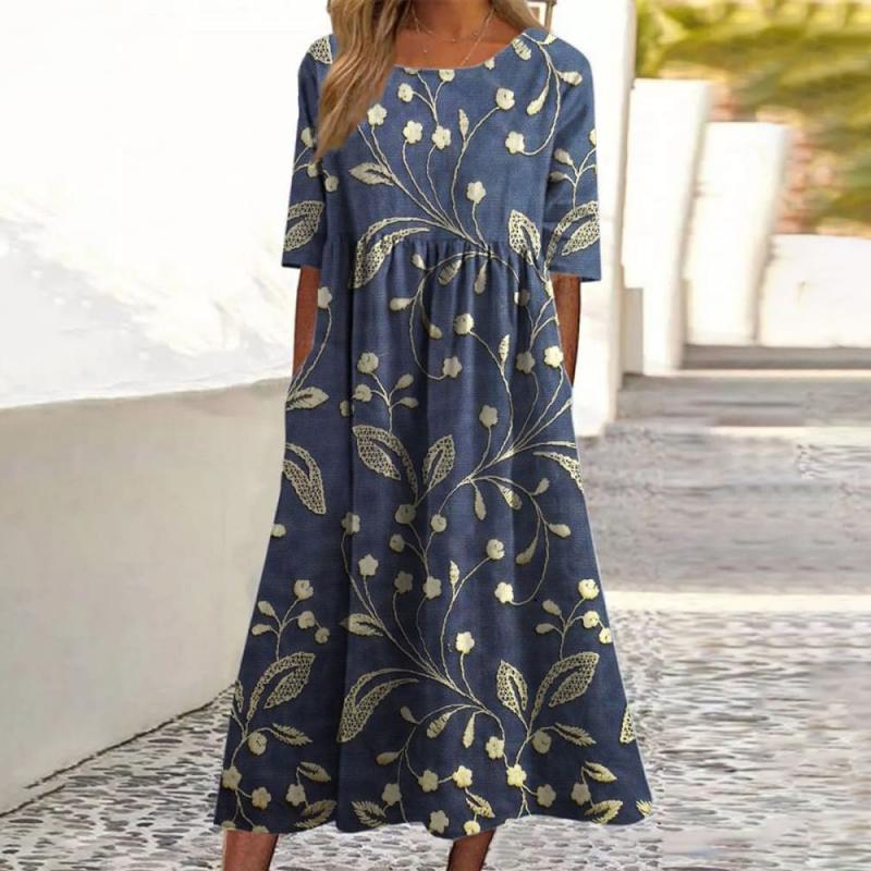 Chic women's floral midi dress with a flattering cut, suitable for spring style, summer fashion, and special occasions.