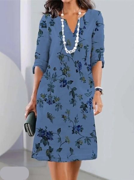 Beautiful women's floral pattern midi dress, short sleeve with a flattering round neck. Great for summer & casual day.