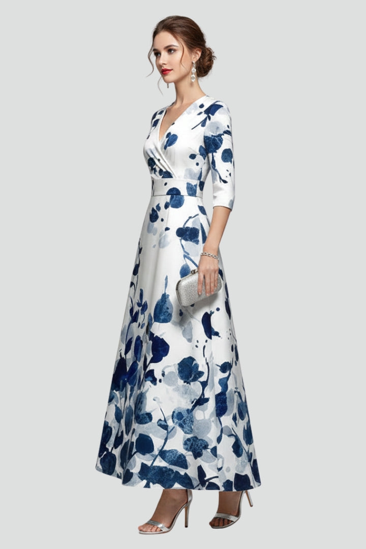 Vibrant Floral V-Neck Long Maxi Dress for women, offering a comfortable and stylish look for any occasion.