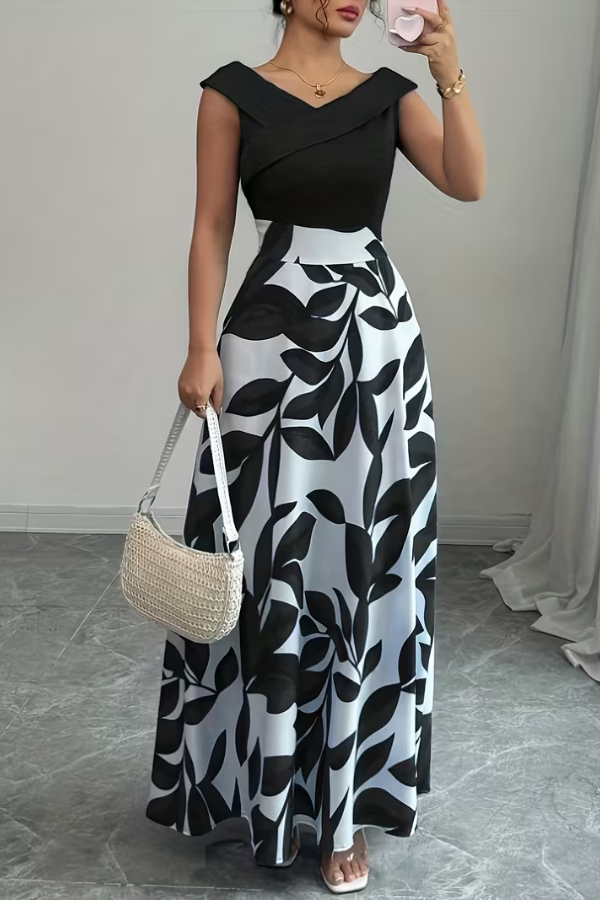 Beautiful floral print maxi dress for women featuring a flattering V-neck, A-line cut, and convenient pockets.