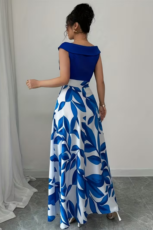 Women's elegant floral maxi dress with a V-neck, A-line design, and essential pockets for versatile styling.