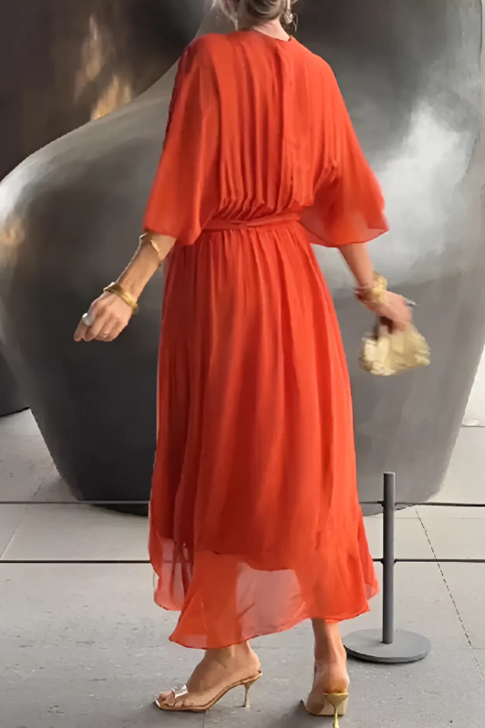 Comfortable & elegant Seren style women's flowing maxi dress, perfect for all shapes. A stylish plus size long evening dress.