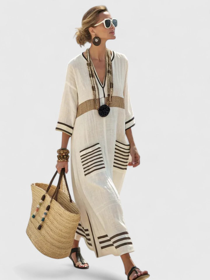 Chic women's long flowing maxi dress, comfortable and versatile for evening or casual wear.
