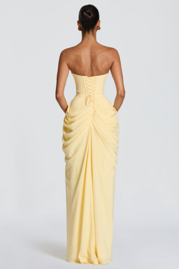 Luxurious long evening gown for women, ideal for parties, weddings & celebrations.