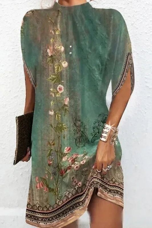 Flowing midi dress for women, offering elegant comfort and versatile style from casual to office. Easy care.