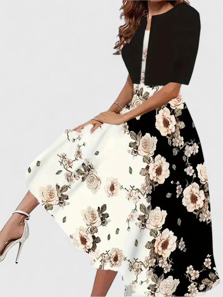 Flowy silhouette midi dress for women, an elegant and versatile style perfect for spring/summer chic.