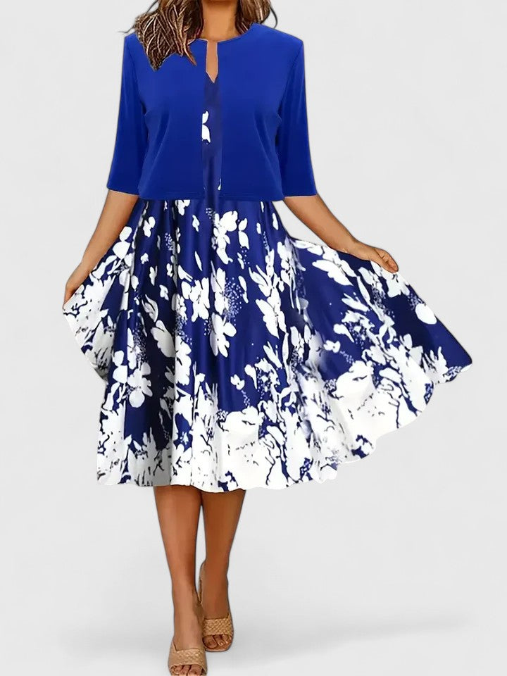 Comfortable & chic women's flowy midi dress, a versatile spring/summer style for elegant casual wear.