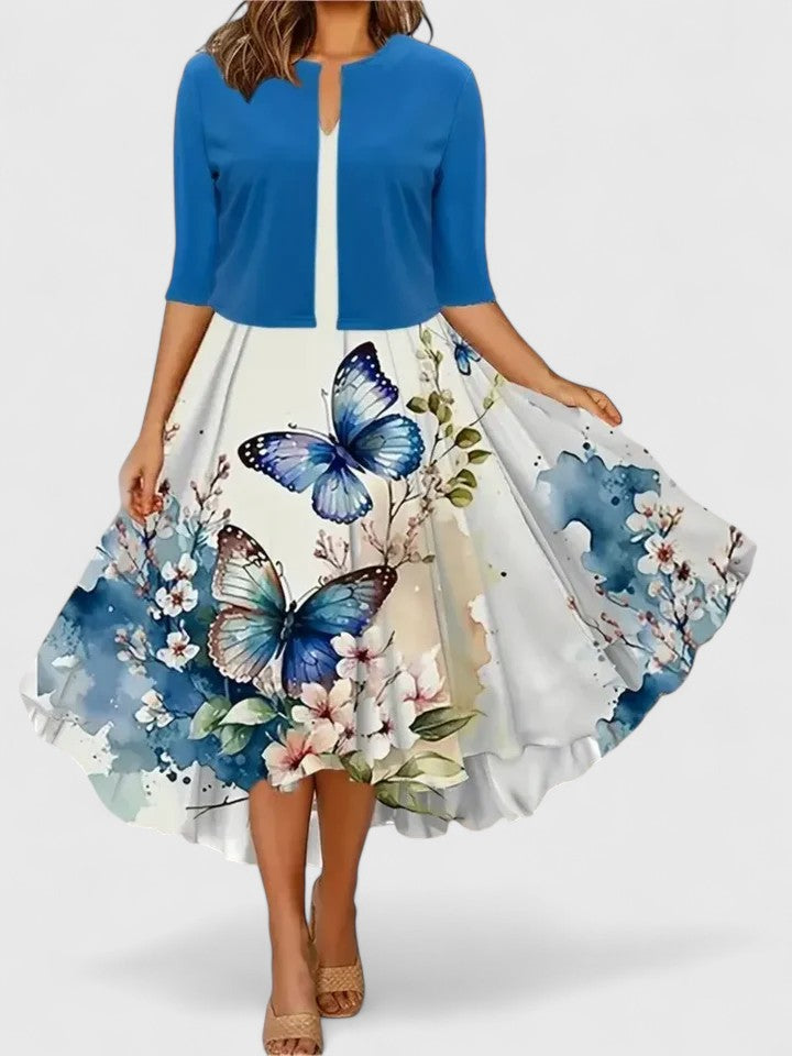 Beautiful women's elegant flowy midi dress, ideal for party wear, evening events, or versatile summer style.