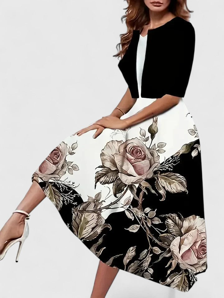 Special occasion women's elegant flowy midi dress, a chic and versatile choice for evening & party wear.