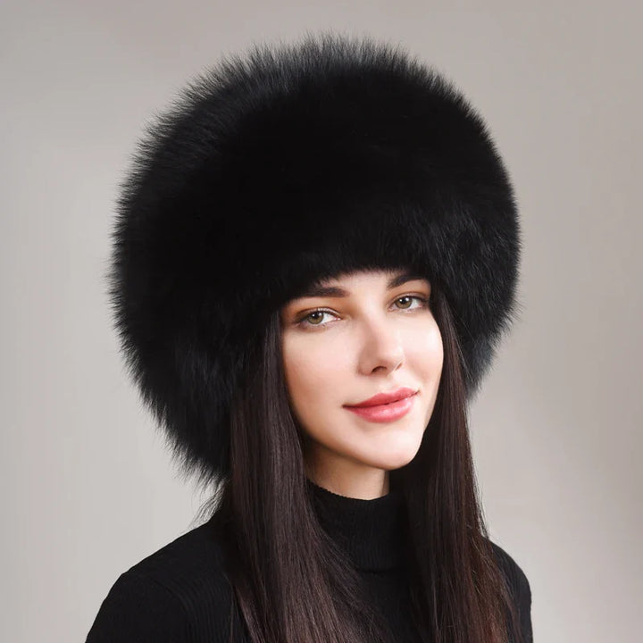 Warm and soft women's fox fur hat, perfect for extreme cold weather luxury fashion
