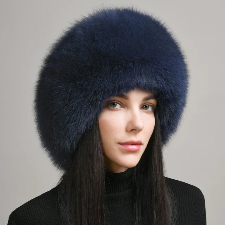 Elegant women's fox fur hat, a timeless luxury accessory for staying warm in winter