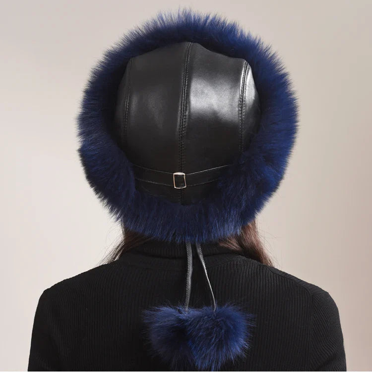 Women's fashionable fox fur hat, a stylish addition to any winter cold weather outfit