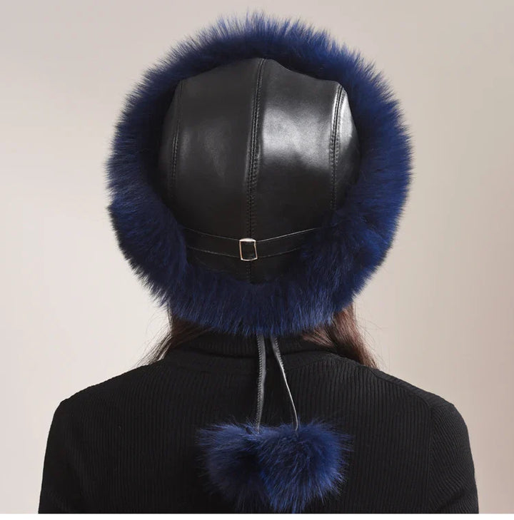 Women's fashionable fox fur hat, a stylish addition to any winter cold weather outfit