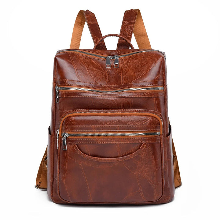 Chic women's leather backpack; a stylish everyday bag accessory with designer quality and spacious compartments.
