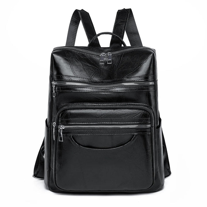 Versatile women's leather travel backpack, combining elegant design with spacious functionality for all essentials.