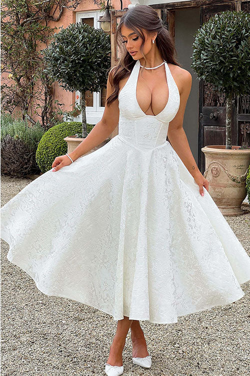 Yellow Elegant Halterneck Maxi Dress, a graceful party dress for prom & evening.