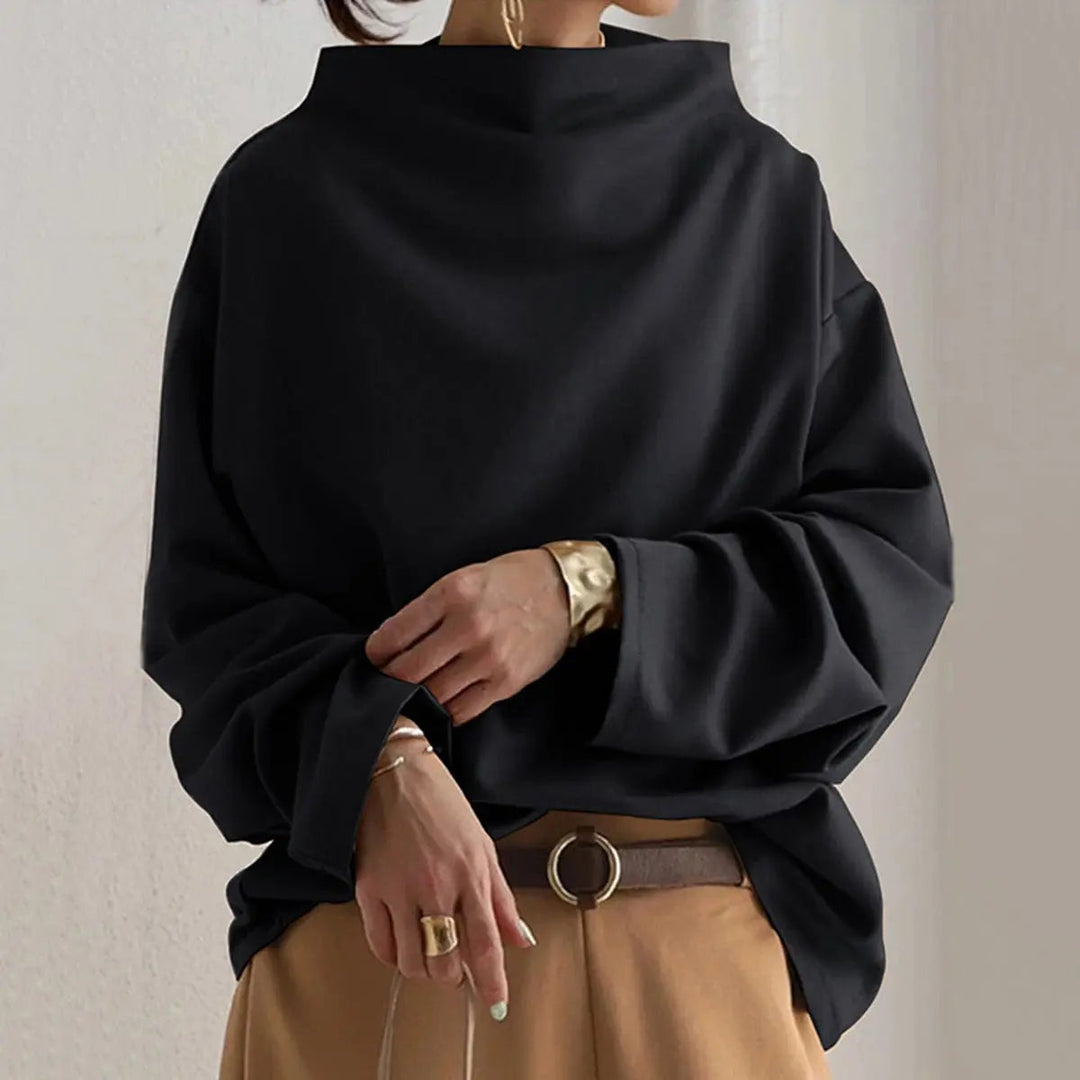 Elegant women's high-neck long-sleeve top. Sophisticated and versatile classic style for everyday.