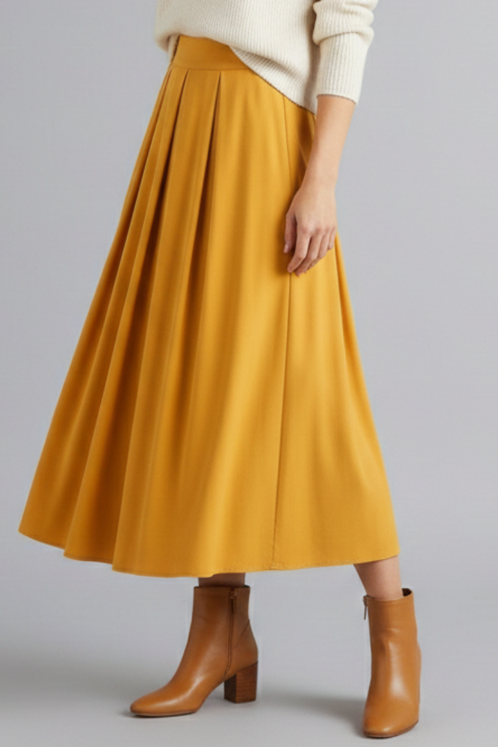 Lightweight women's high waist pleated maxi skirt, perfect summer flowy long skirt.