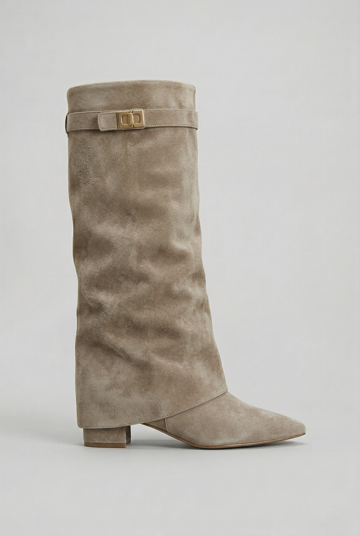 Women's elegant knee-high block heel boots. Tall, comfortable, and perfect for fall/winter fashion footwear.
