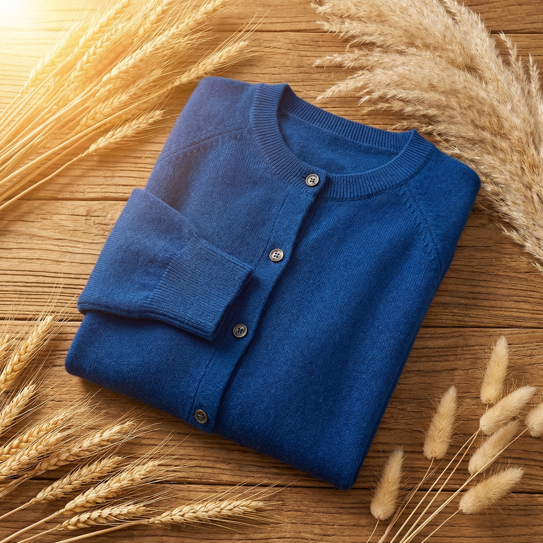 Soft knit women's cardigan with long sleeves, an elegant classic for versatile layering. Perfect autumn & winter apparel.