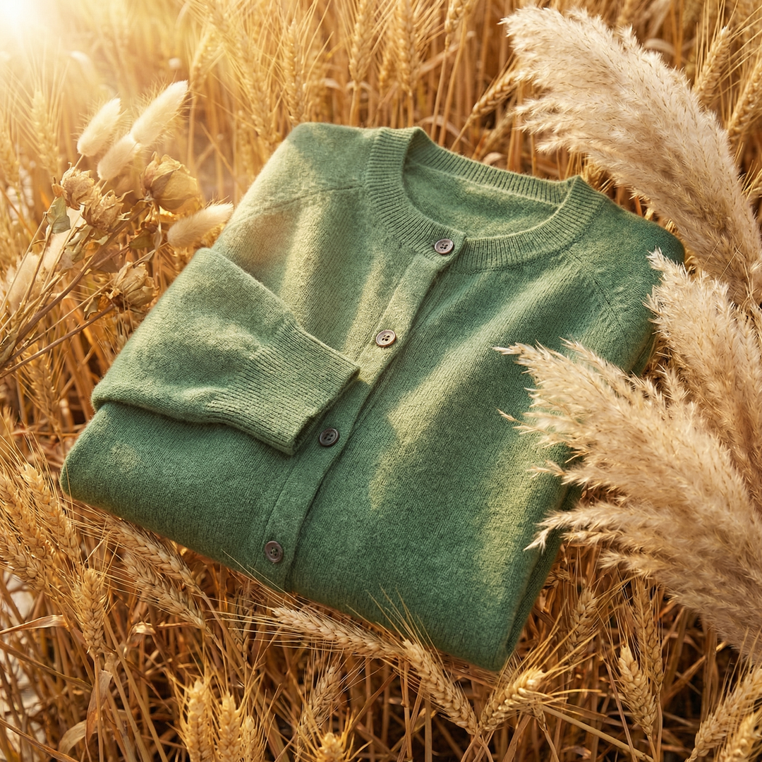 Versatile long-sleeve women's knit cardigan, an elegant choice for cozy autumn & winter layering. Classic knitwear.