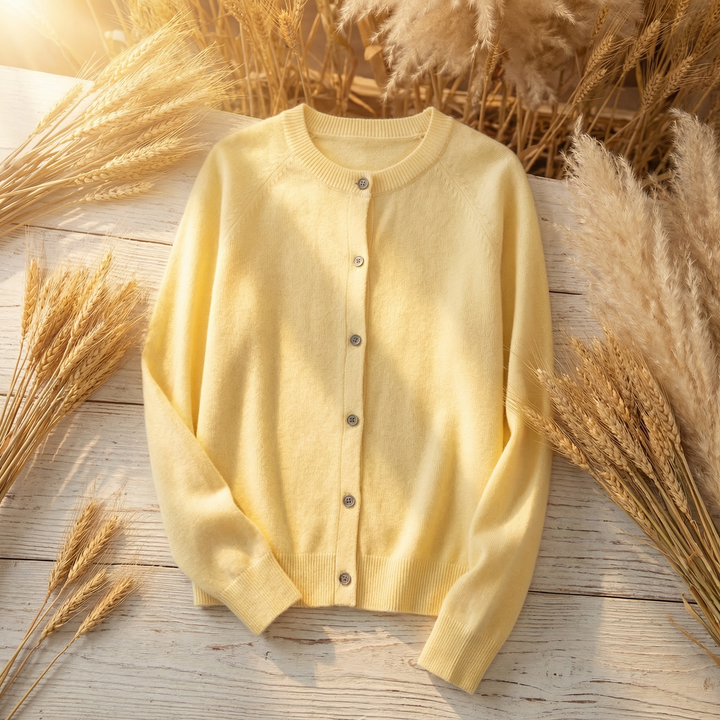 Sophisticated women's knit cardigan for elegant layering. Soft, cozy long-sleeve knitwear, perfect for autumn & winter.