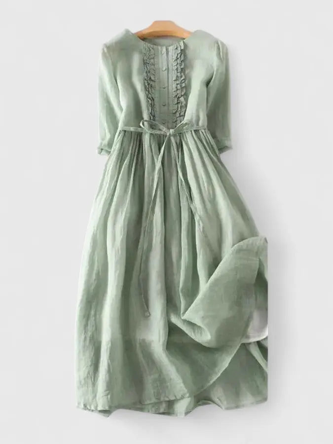 Elegant women's lace-up midi dress, perfect for spring/summer events. Chic, comfortable & versatile style.