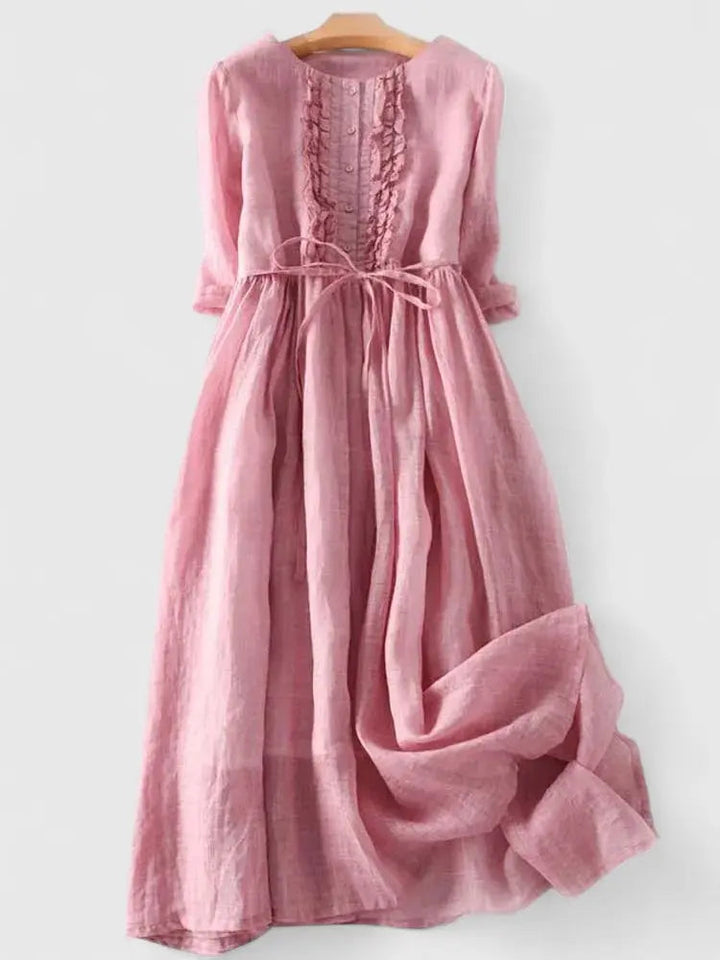 Women's versatile elegant lace-up midi dress. Ideal for spring/summer, offering chic casual comfort.