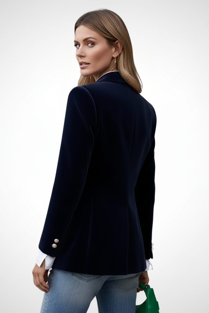 Professional women's single button blazer with lapels, ideal for formal wear, office outfits, or business fashion.