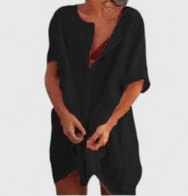 Versatile women's elegant tunic dress, a lightweight summer essential for day-to-night and vacation style.