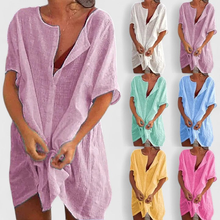 Women's elegant tunic dress flowing, perfect for summer and versatile casual wear fashion.