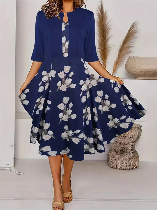 Classic style women's long dress, versatile for daytime casual or formal wear.