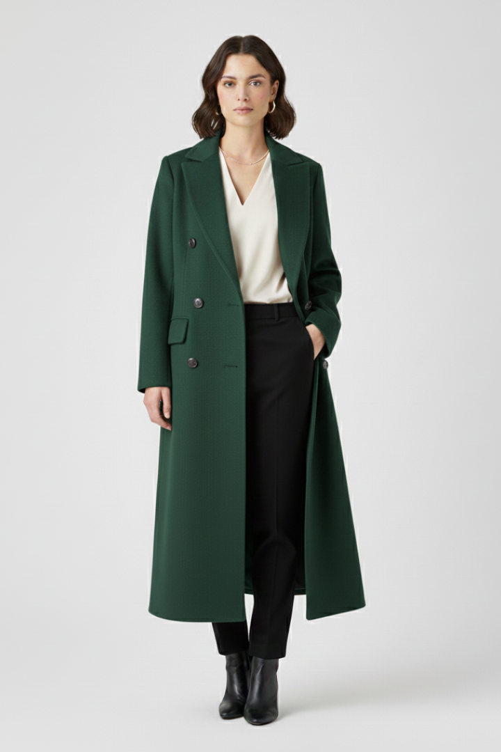 Premium women's button-front lapel coat, a stylish & warm option for fall & winter elegance.