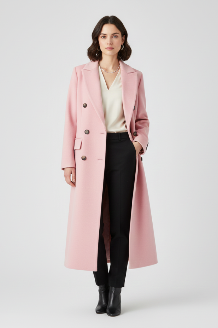 Stylish women's versatile lapel coat, a classic button-front design for elegant outerwear.